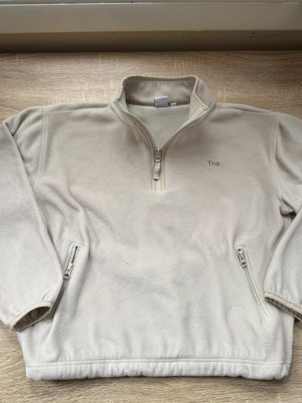 Aritzia TNA Sno Polar Quarter Zip Pullover Fleece Jacket Cream Small